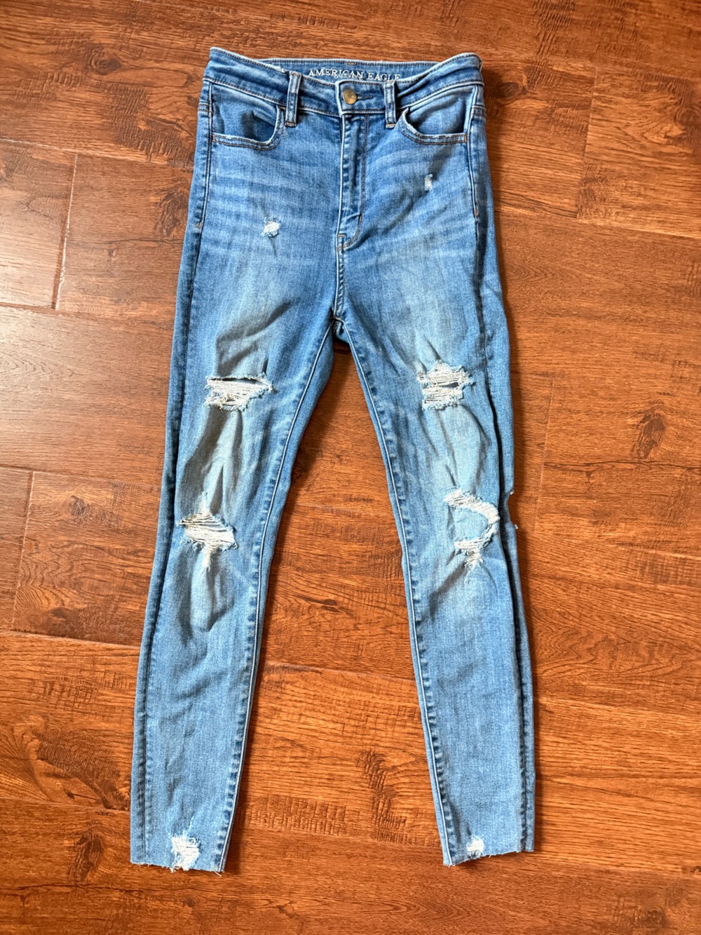 American Eagle AE Super Stretch High Rise Jeggings Size 4 Regular Distressed